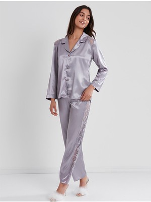Pierre Cardin Kadın Gelin Dantelli Saten Pijama Takımı 1438