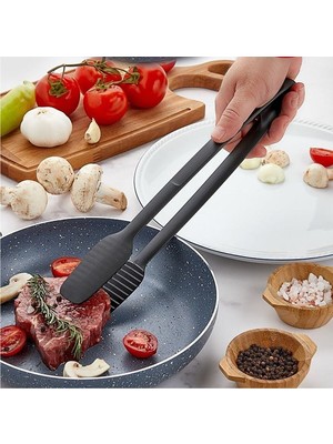 Kitchen Live Gnarp Tarz Servis ve Izgara Maşası Yanmaz Yapışmaz Silikon Maşa Kaymaz Barbekü Maşası