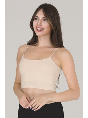 Sensu Kadın İp Askılı Ten Crop Büstiyer BST1003 %95 Pamuk M Beden Günlük Kullanım İçin Rahat
