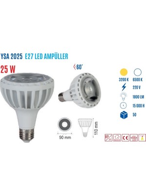 YSA Ycl YSA-2025B 25W PAR30 LED Ampul E27 Beyaz