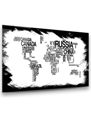 Glass Art Dünya Haritası Yatay Cam Tablo