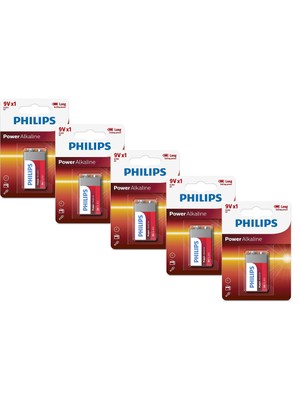 Philips 6LR61P1B/05 Alkaline Battery 9V Pil (X5 Adet)