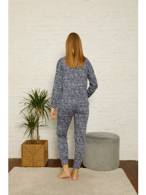 Akbeniz Kadın %100 Pamuk Penye Kışlık Pijama Takımı 3436