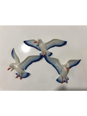 Kardeşler 3 Boyutlu Martı Duvar Süsü Lacivert Polyester