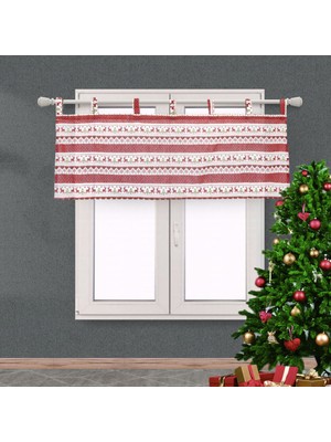 Dolity Kısa Baskılı Noel Perde Drape Tarama Asılı Tırmanma Valance Işık Engelleme Kapı Pencere Restoran Stüdyo Keten - Kırmızı, 137X61 cm 137X61 cm Kırmızı (Yurt Dışından)