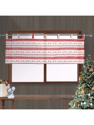 Dolity Kısa Baskılı Noel Perde Drape Tarama Asılı Tırmanma Valance Işık Engelleme Kapı Pencere Restoran Stüdyo Keten - Kırmızı, 137X61 cm 137X61 cm Kırmızı (Yurt Dışından)