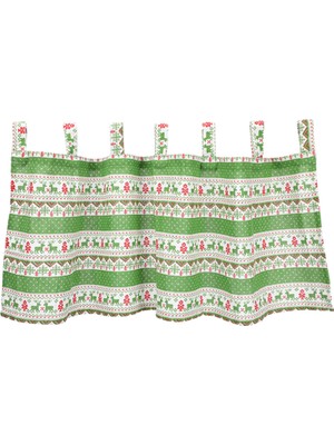 Dolity Kısa Baskılı Noel Perde Drape Tarama Asılı Tırmanma Valance Işık Engelleme Kapı Pencere Restoran Stüdyo Keten - Yeşil, 130X40 cm 130X40 cm Yeşil (Yurt Dışından)