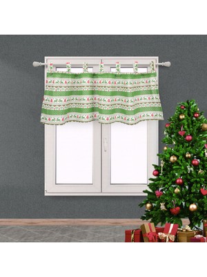 Dolity Kısa Baskılı Noel Perde Drape Tarama Asılı Tırmanma Valance Işık Engelleme Kapı Pencere Restoran Stüdyo Keten - Yeşil, 130X40 cm 130X40 cm Yeşil (Yurt Dışından)