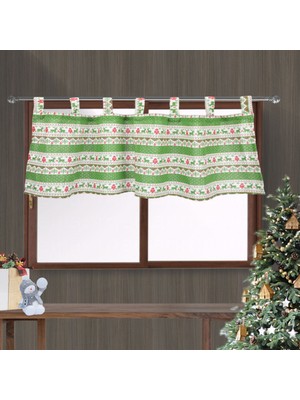 Dolity Kısa Baskılı Noel Perde Drape Tarama Asılı Tırmanma Valance Işık Engelleme Kapı Pencere Restoran Stüdyo Keten - Yeşil, 130X40 cm 130X40 cm Yeşil (Yurt Dışından)