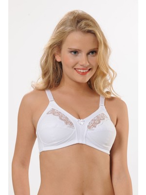 Hmd 6100 Kadın 3'lü %100 Pamuk Beyaz Ince Askılı Göğüs Dantel Detaylı Toparlayıcı Sütyen