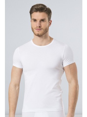Türen 169 Beyaz Erkek Likralı T-Shirt