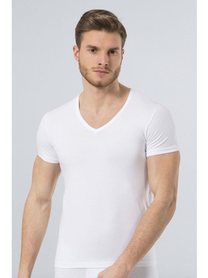 Türen 172 Beyaz Erkek Likralı T-Shirt