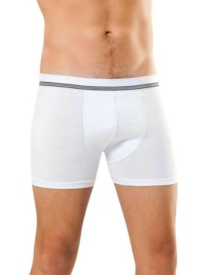 Anıt 1252 Beyaz 3 Adet Çizgili Likralı Erkek Boxer