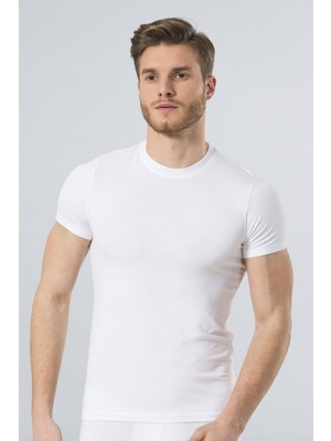 Türen 164 Beyaz Erkek Likralı T-Shirt