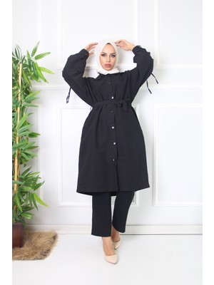 Comstarmoda Kadın Trençkot Owersize Ince Gabardin Düğmeli