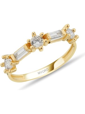 MYOROGOLD 14 Ayar Altın Fantezi Baget Yüzük