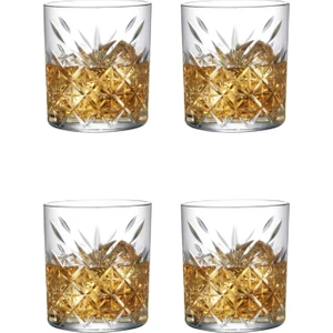 4 Adet Lüx Viski Bardağı Timeless Kristal Dekorlu Bardak Takımı 345 Cc.
