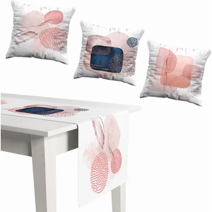 Lux Vie Kırlent Runner Set Çift Tarafı Baskılı Kırlent Kılıfı 3 Lü 45X45 cm  Runner 40X140 cm Set