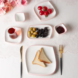 Tiny Pink Rim 26 Parça 6 Kişilik Porselen Kahvaltı/Servis Takımı