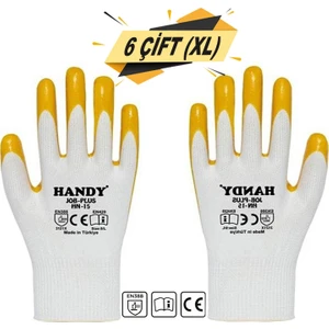 BADEM10 Handy Hn-15 Nitril Kaplama Iş Eldiveni Sanayi Inşaat Usta Eldiven 10/xl (6 Çift)