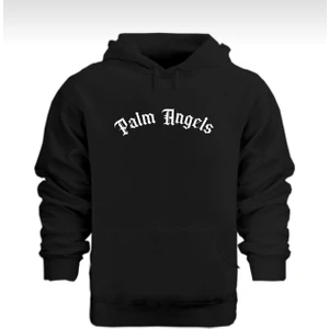 Amor Man Kapüşonlu Göğüs Baskılı Oversize Solmayan Siyah 4 Iplik Kalın Tam Kışlık Erkek Sweatshirt