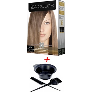 Sea Color Krem Saç Boyası 7.1 Küllü Kumral 2 Tüplü Set + Boyama Seti