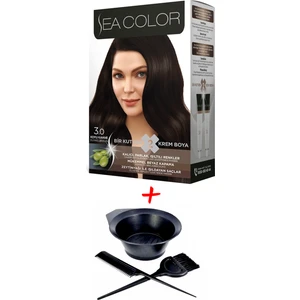 Sea Color Krem Saç Boyası 3.0 Koyu Kahve 2 Tüplü Set + Boyama Seti