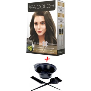 Sea Color Krem Saç Boyası 6.11 Yoğun Koyu Küllü Kumral 2 Tüplü Set + Boyama Seti