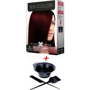 Sea Color Krem Saç Boyası 4.6 Kestane Kızıl 2 Tüplü Set + Boyama Seti