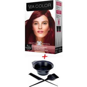 Sea Color Krem Saç Boyası 5.65 Çilek Kırmızısı 2 Tüplü Set + Boyama Seti