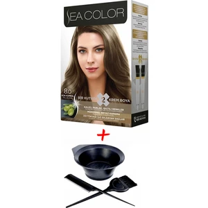 Sea Color Krem Saç Boyası 8.0 Açık Karamel 2 Tüplü Set + Boyama Seti