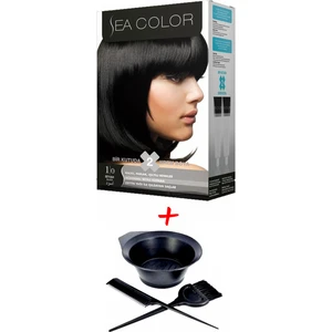 Sea Color Krem Saç Boyası 1.0 Siyah 2 Tüplü Set + Boyama Seti