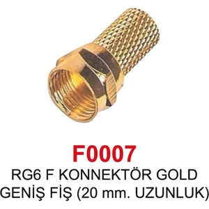 F0007 Rg6 F Gold Geniş Fiş Konnektör 20 mm 100 Adet