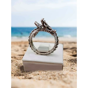 The Collection Antik Gümüş Kaplama Ejderha Model Ayarlanabilir Yüzük