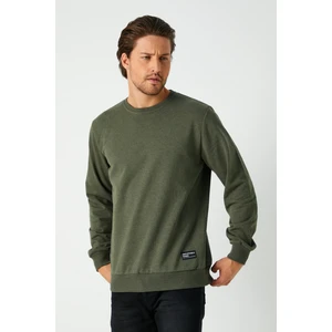 Erkek Haki Basic Bisiklet Yaka Sweatshirt