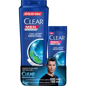 Men Cool Sport Menthol Şampuan 600 ML + Clear  Men Cool Sport Menthol Şampuan 180 ML 2'li Set