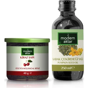 Modern Aktar Kiraz Sapı 40 gr + Kabak Çekirdeği Yağı 250 ml 2'li Set