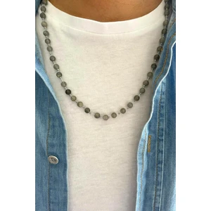 Labradorit Doğaltaş 70-80 Cm Uzun Düğümlü Erkek Kolyesi