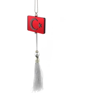 Lizpo Decor Türk Bayrağı Parlak Kırmızı Dikiz Ayna Süsü