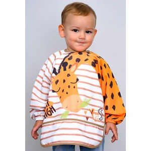 Mai Perla Zürafa Desenli Uzun Kollu Unisex Bebek Mama Önlüğü (Sıvı Gecirmez)