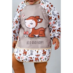 Mai Perla Wild And Happy Karaca Desenli Uzun Kollu Unisex Bebek Mama Önlüğü Sıvı Geçirmez 0-3 Yaş