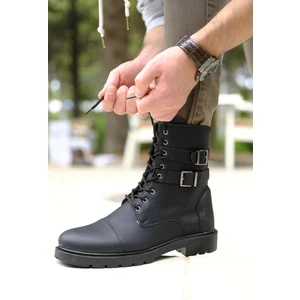 Falcn Benny Çift Tokalı Kemerli Bot Siyah Deri Malzeme ile Rahat Kullanım 42 Numara