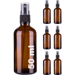 50 cc Amber Sprey Kapaklı 100 ml Siyah Fısfıs Kolonya Dezenfektan Cam Şişe 6 Adet