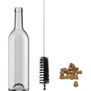 35 Adet Dibi Çukur Mantarlı Şeffaf Cam Şarap Zeytinyağı Şişesi 750 ml.