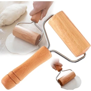 Kitchen Live Ahşap Saplı Rulo Hamur Açıcı Merdane Pürüzsüz Oklava Pizza Börek Açma Silindir