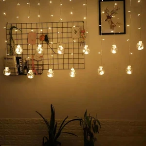 Animasyonlu LED Işıklı Eklemeli Ampul Top Perde 3 x 75 (Beyaz)