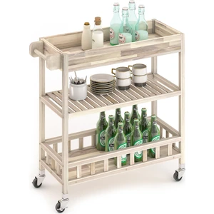 INTERBUILD REAL WOOD Interbuild Masif Akasya,holger Tepsili Mutfak Servis ARABASI,799X349X850 Mm,organik Beyaz