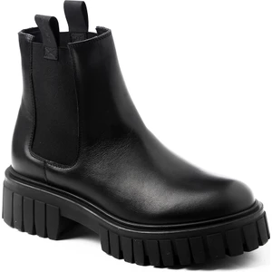 Siyah Kadın Bot 86L3 Frau Beatles Leather Rubber Black