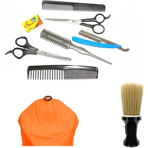 SET18 6'lı Berber Seti + Ense Fırçası + Penuar