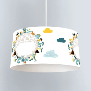 Dinazor ve Dünya  Desenli Çocuk Odası Dijital Baskılı Sarkıt Avize